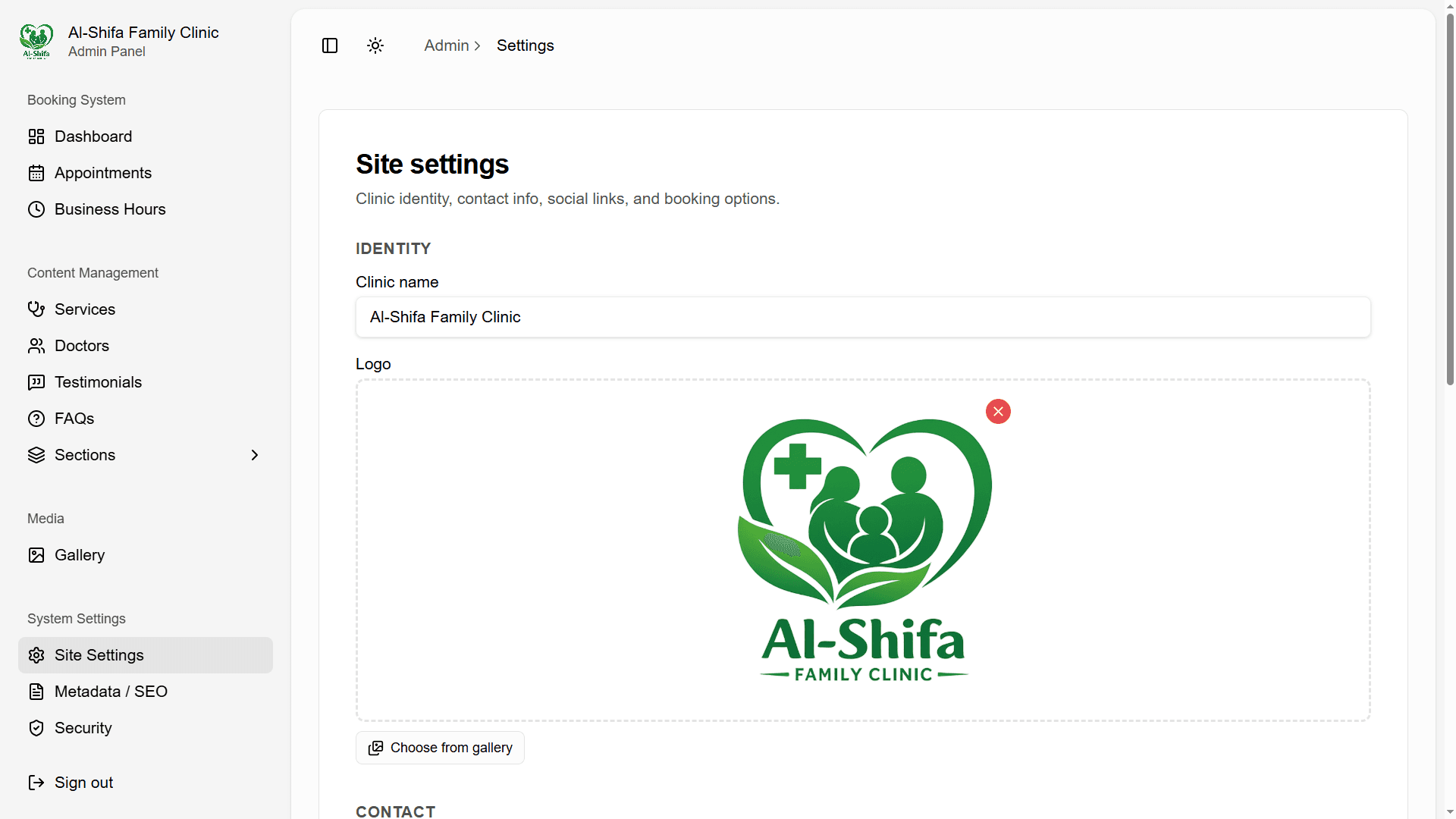 Website settings