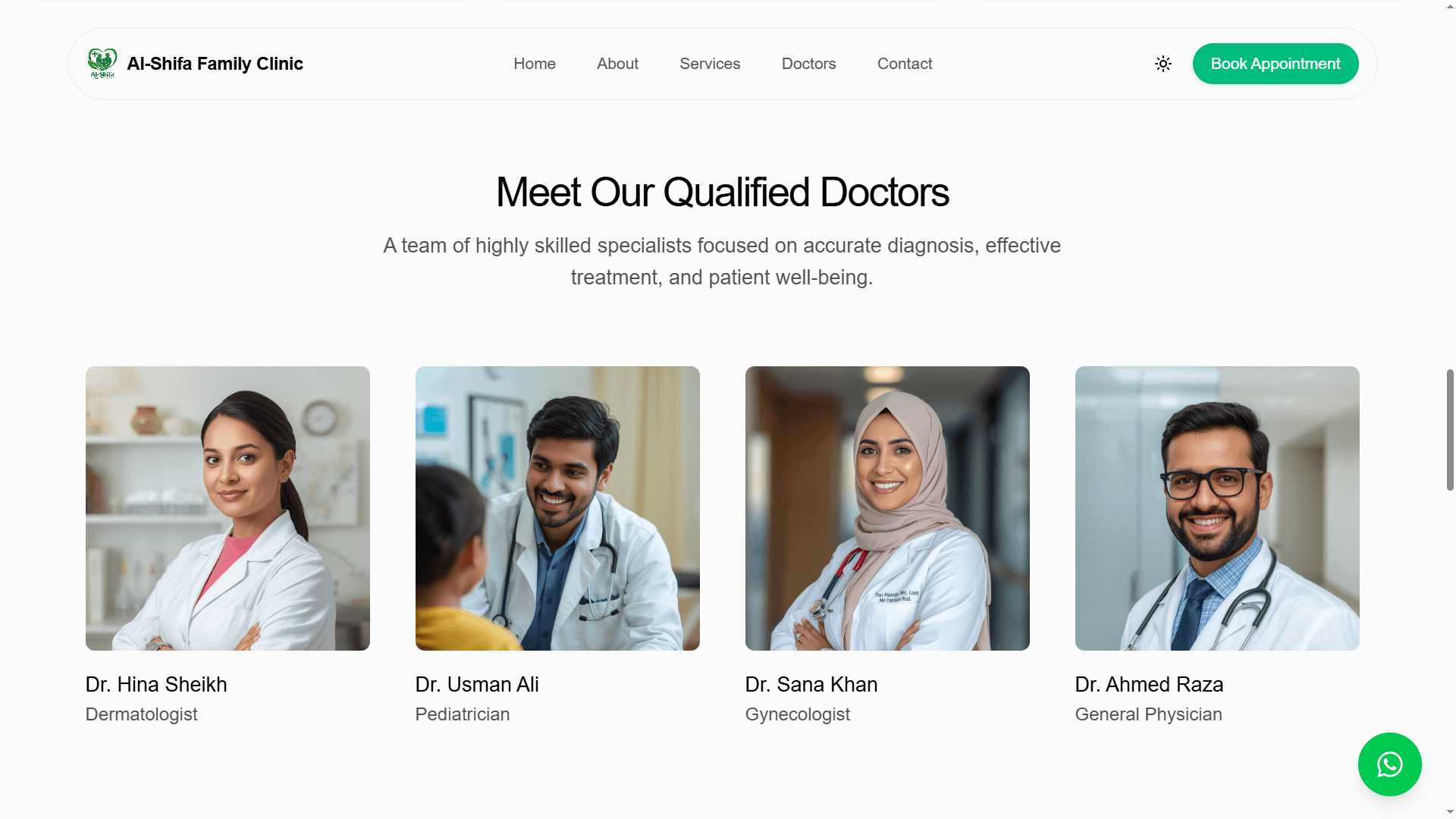 Doctors profile section