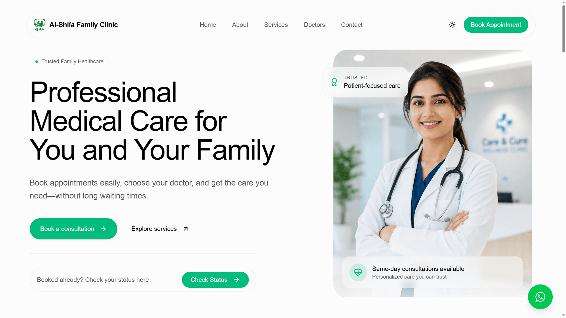 Clinic website homepage